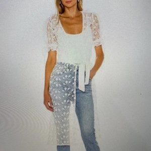 Majorelle Lace Floral Tie Kimono. Beautiful!!   Sz S. NWT